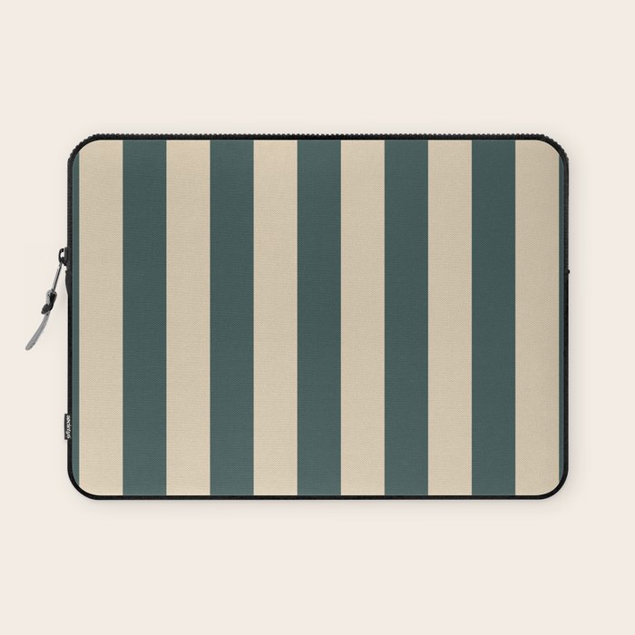 Green And Cream Vertical Stripes Laptop Sleeve Gallery Image 1