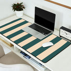 Green And Cream Vertical Stripes Desk Mat Gallery Image 2
