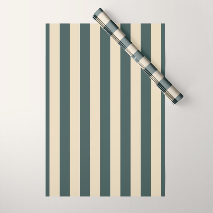 Green And Cream Vertical Stripes Wrapping Paper Gallery Image 1