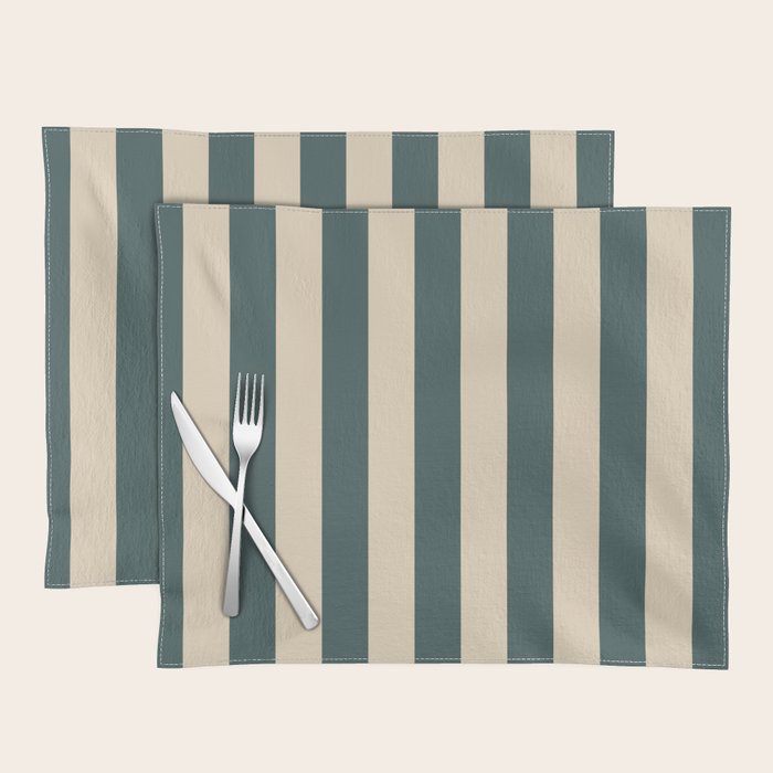 Green And Cream Vertical Stripes Placemat Gallery Image 1