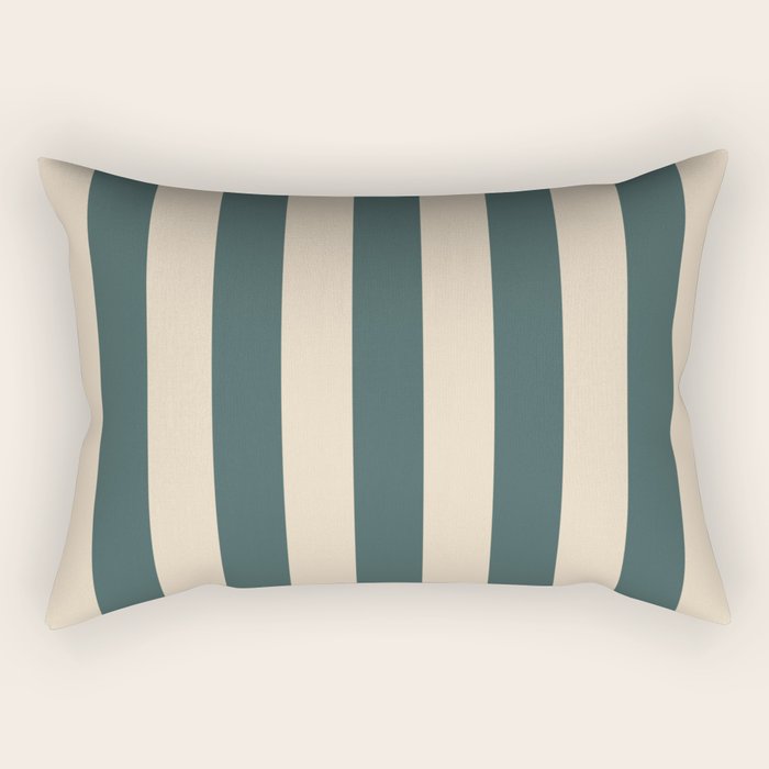 Green And Cream Vertical Stripes Rectangular Pillow Gallery Image 1