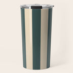 Green And Cream Vertical Stripes Travel Mug Gallery Image 1
