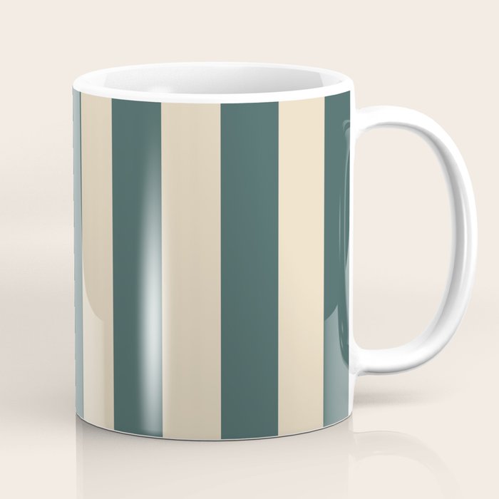 Green And Cream Vertical Stripes Coffee Mug Gallery Image 1