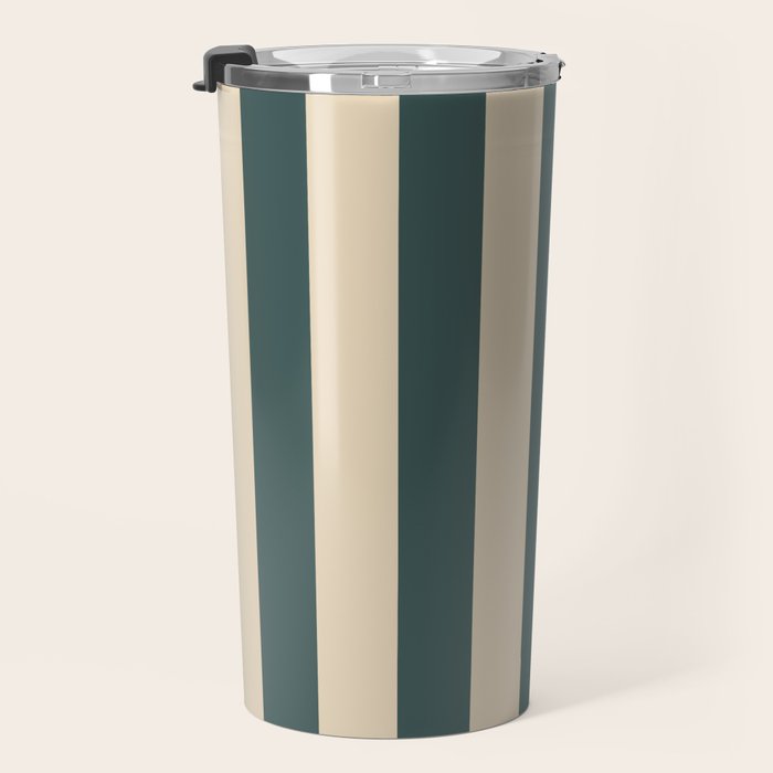 Green And Cream Vertical Stripes Travel Mug Gallery Image 3