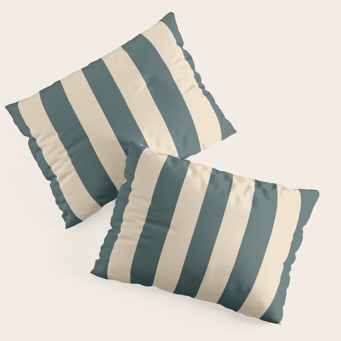 Green And Cream Vertical Stripes Pillow Sham Gallery Image 3
