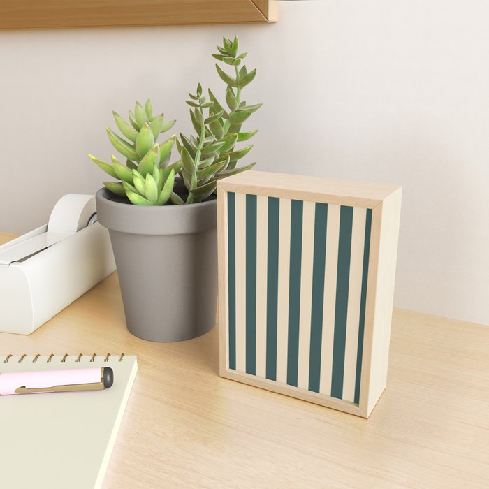 Green And Cream Vertical Stripes Mini Art Print Gallery Image 2