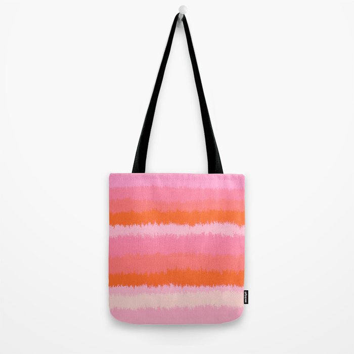 Pink and Orange, Blended Abstract Stripes, Sunset Vibes Tote Bag Gallery Image 2