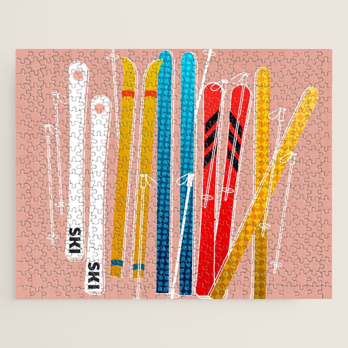 Colorful Ski Illustration and Pattern no 2 Jigsaw Puzzle Gallery Image 1