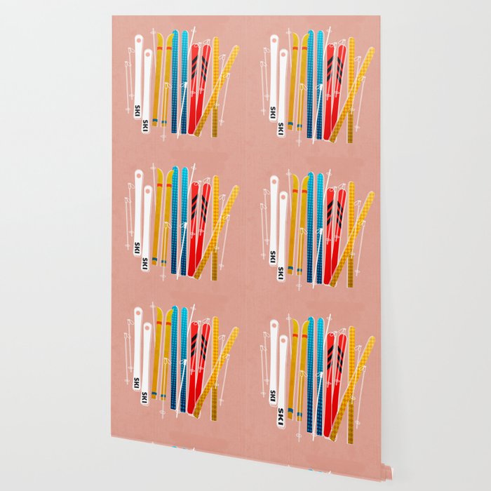 Colorful Ski Illustration and Pattern no 2 Wallpaper Gallery Image 2