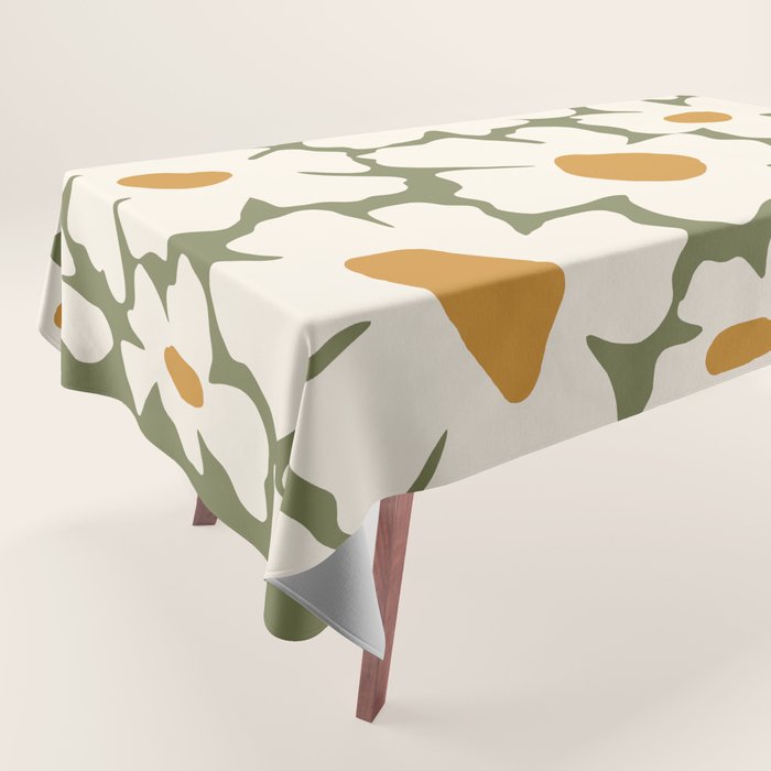 Cute retro floral art Tablecloth Gallery Image 1