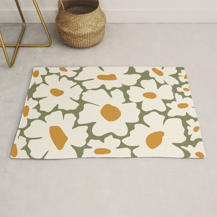 Cute retro floral art Rug Gallery Image 1