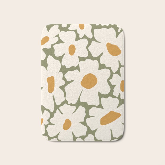 Cute retro floral art Bath Mat Gallery Image 1