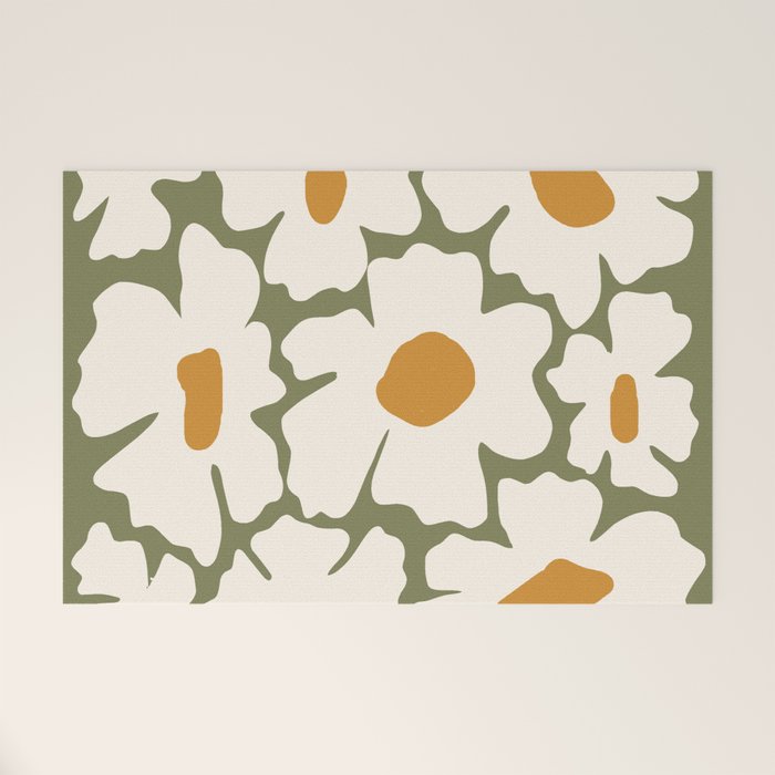 Cute retro floral art Welcome Mat Gallery Image 1