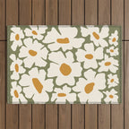 Cute retro floral art Outdoor Rug Gallery Image 1