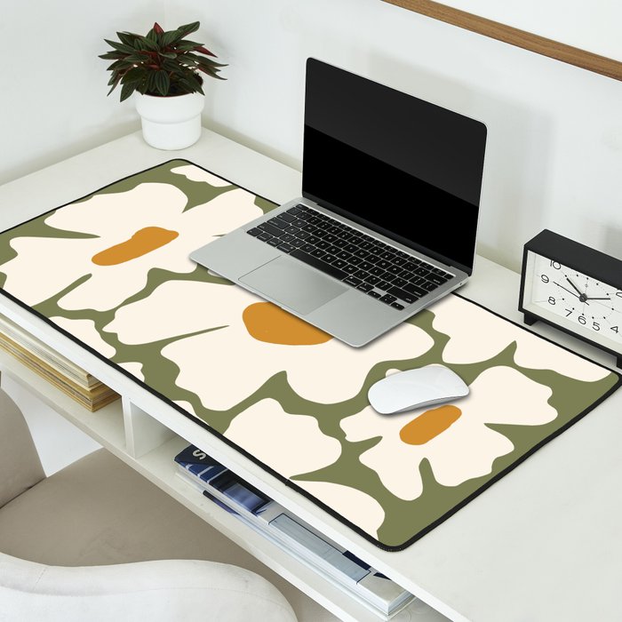 Cute retro floral art Desk Mat Gallery Image 2