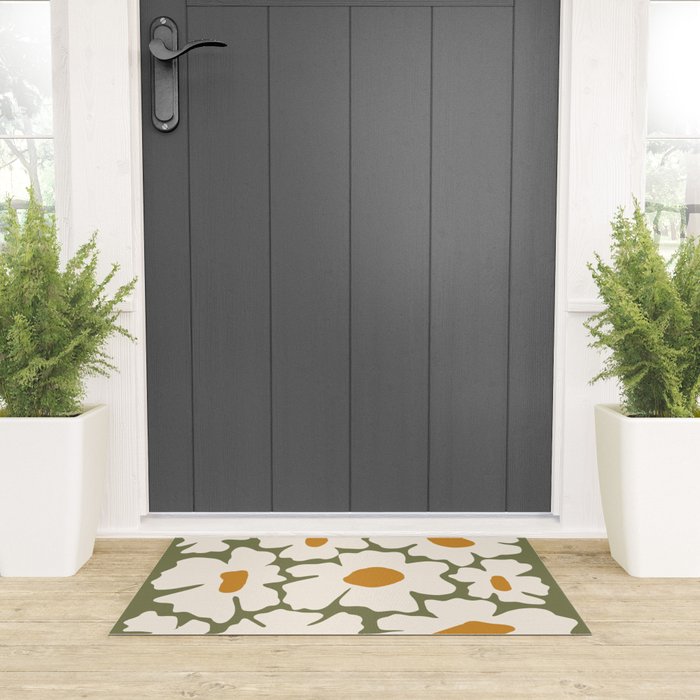 Cute retro floral art Welcome Mat Gallery Image 3