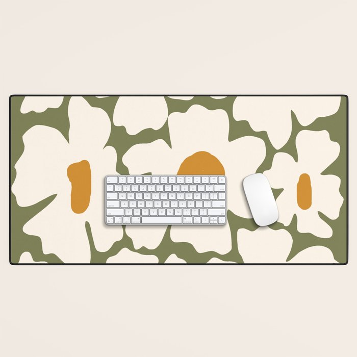 Cute retro floral art Desk Mat Gallery Image 1