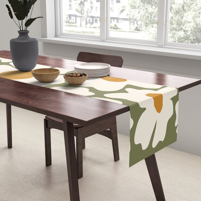 Cute retro floral art Table Runner Gallery Image 2