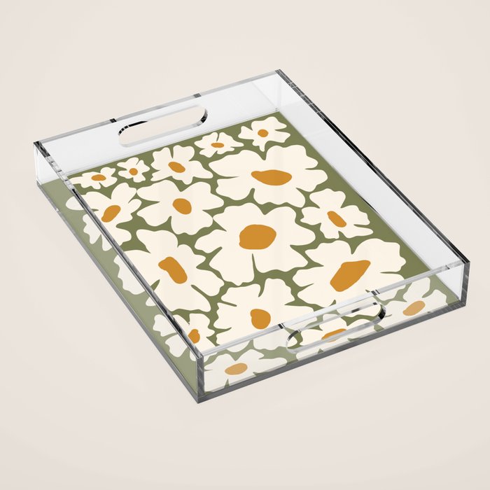 Cute retro floral art Acrylic Tray Gallery Image 1