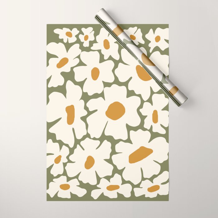 Cute retro floral art Wrapping Paper Gallery Image 1