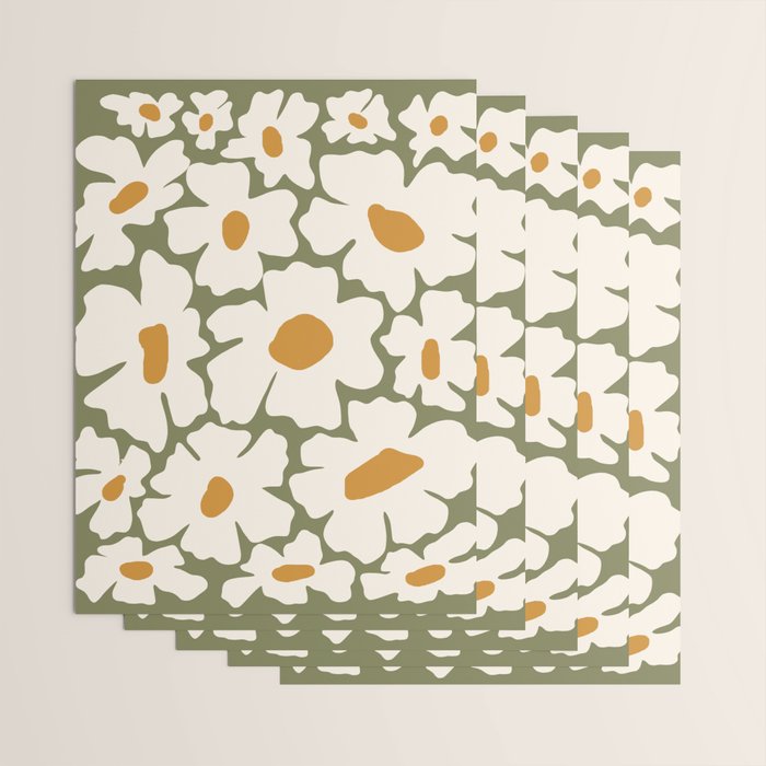 Cute retro floral art Wrapping Paper Gallery Image 3