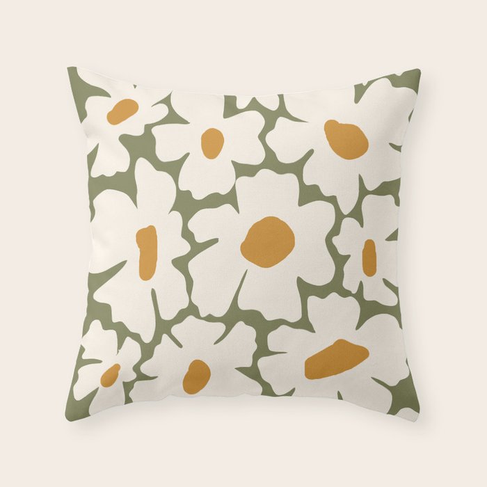 Cute retro floral art Throw Pillow Gallery Image 6