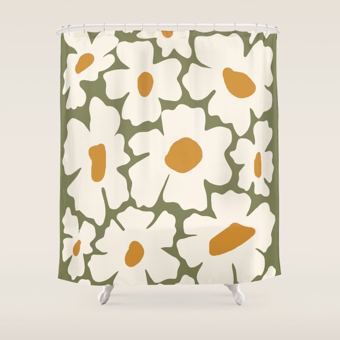Cute retro floral art Shower Curtain Gallery Image 1