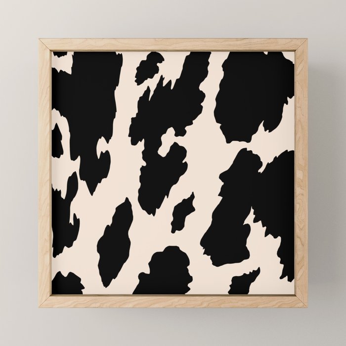Cow Print (Light Beige & Black) Mini Art Print Gallery Image 1