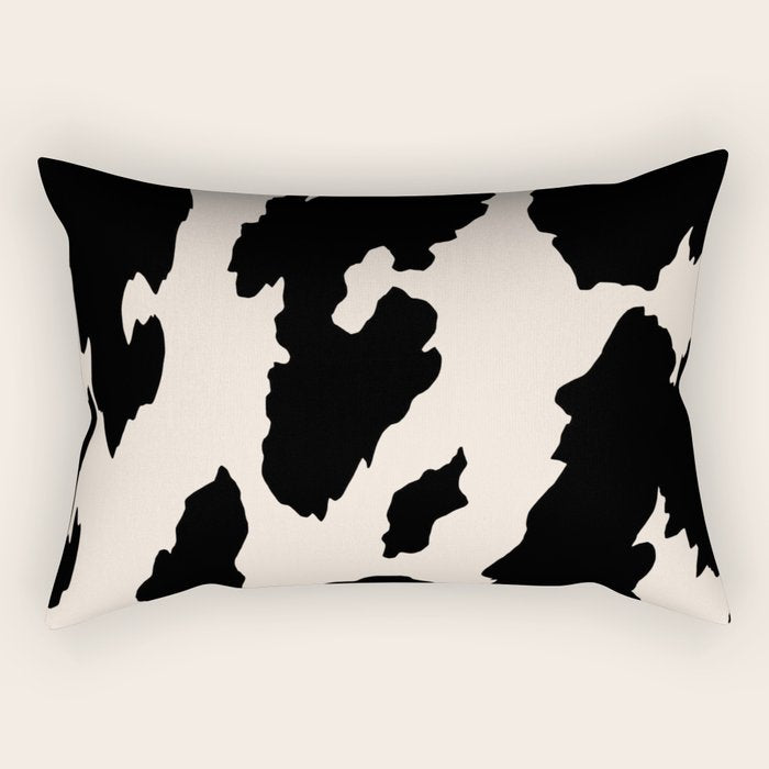 Cow Print (Light Beige & Black) Rectangular Pillow Gallery Image 1