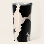 Cow Print (Light Beige & Black) Travel Mug Gallery Image 2