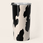 Cow Print (Light Beige & Black) Travel Mug Gallery Image 3