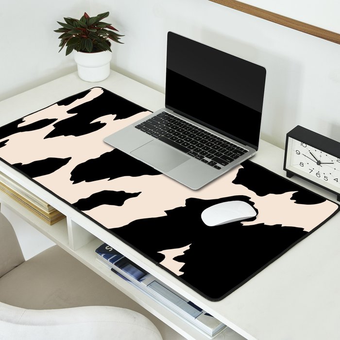 Cow Print (Light Beige & Black) Desk Mat Gallery Image 2