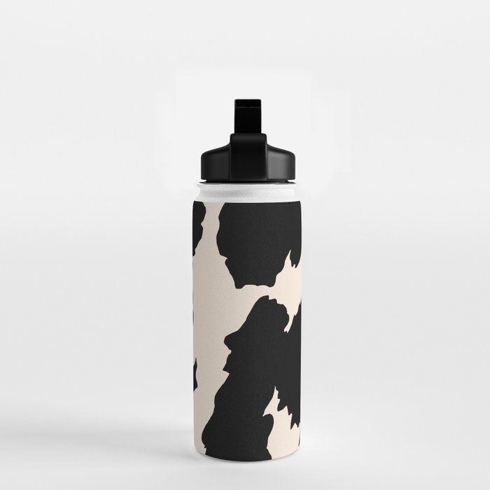 Cow Print (Light Beige & Black) Water Bottle Gallery Image 2