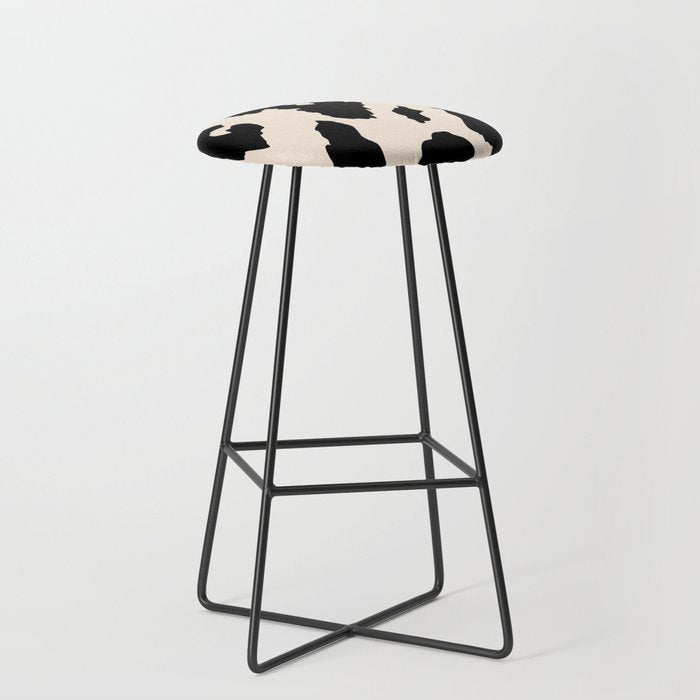 Cow Print (Light Beige & Black) Stool Gallery Image 1