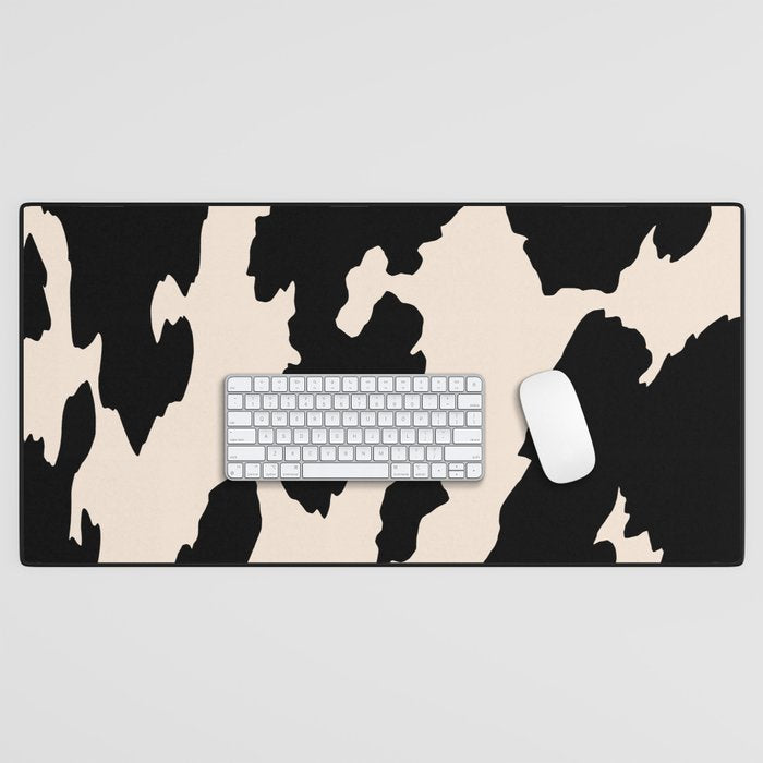 Cow Print (Light Beige & Black) Desk Mat Gallery Image 1