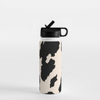 Cow Print (Light Beige & Black) Water Bottle Gallery Image 1