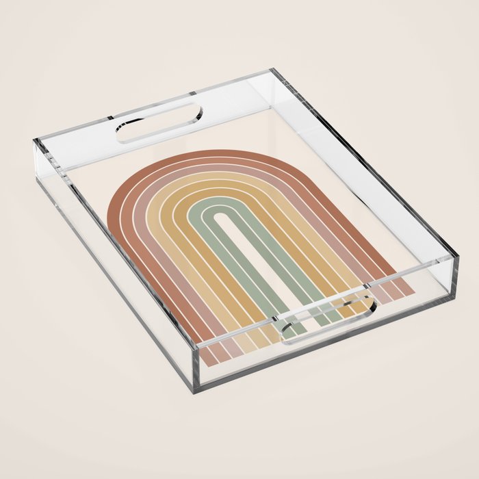 Gradient Arch XXVII Earthy Mid Century Modern Rainbow Acrylic Tray Gallery Image 1