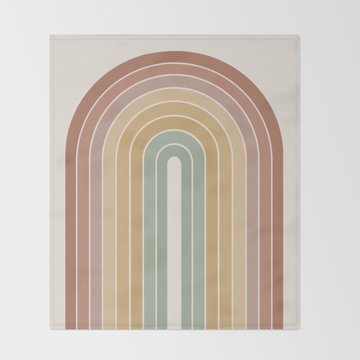 Gradient Arch XXVII Earthy Mid Century Modern Rainbow Throw Blanket Gallery Image 2