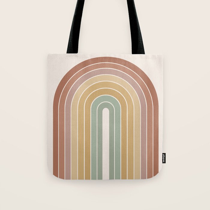 Gradient Arch XXVII Earthy Mid Century Modern Rainbow Tote Bag Gallery Image 1