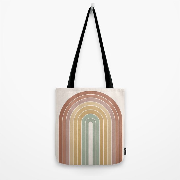 Gradient Arch XXVII Earthy Mid Century Modern Rainbow Tote Bag Gallery Image 2