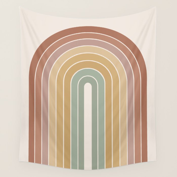 Gradient Arch XXVII Earthy Mid Century Modern Rainbow Wall Tapestry Gallery Image 4
