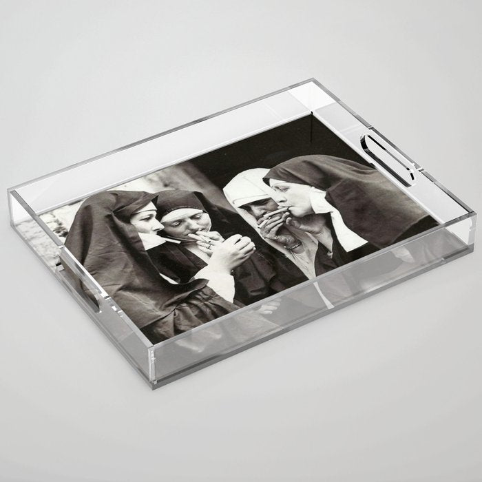 Nuns Smoking Vintage Photograph 1931 Acrylic Tray Gallery Image 1
