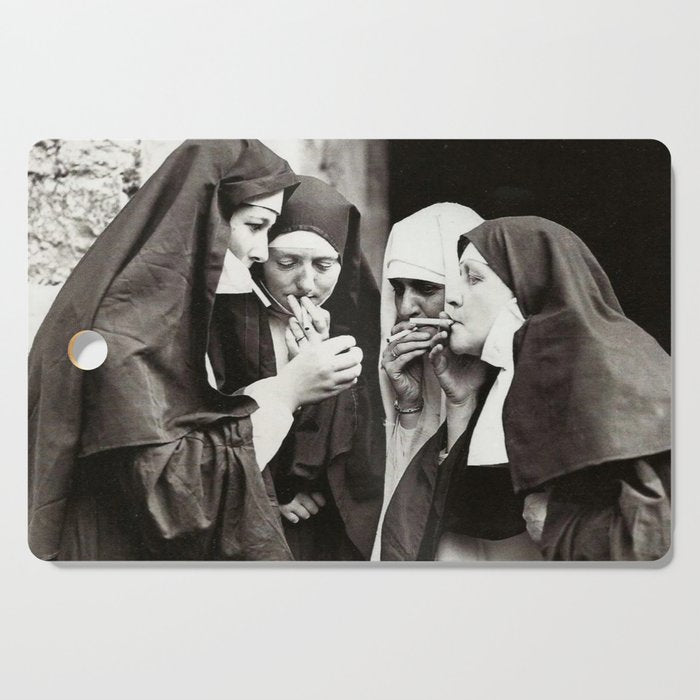 Nuns Smoking Vintage Photograph 1931 Cutting Board Gallery Image 1