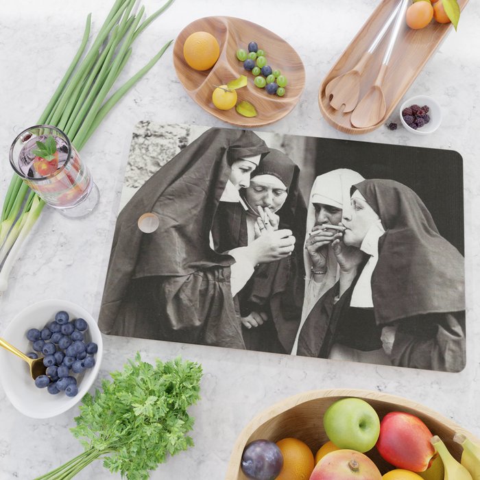 Nuns Smoking Vintage Photograph 1931 Cutting Board Gallery Image 2