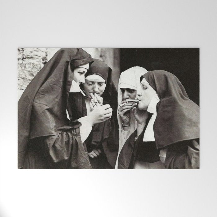 Nuns Smoking Vintage Photograph 1931 Welcome Mat Gallery Image 1
