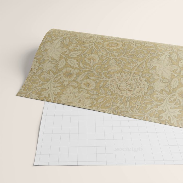 William Morris Vintage Double Bough Antique Gold Wrapping Paper Gallery Image 2