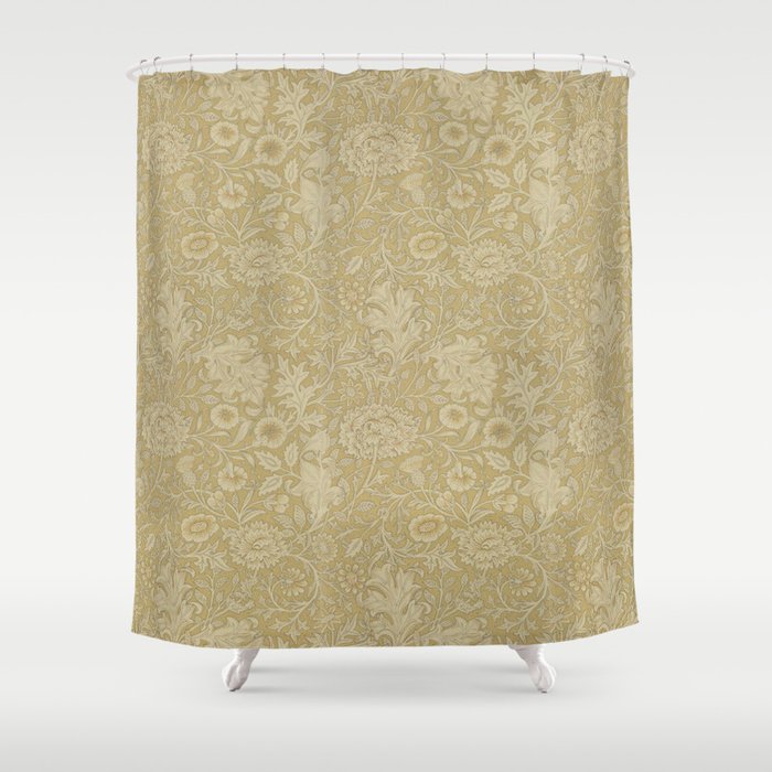 William Morris Vintage Double Bough Antique Gold Shower Curtain Gallery Image 1