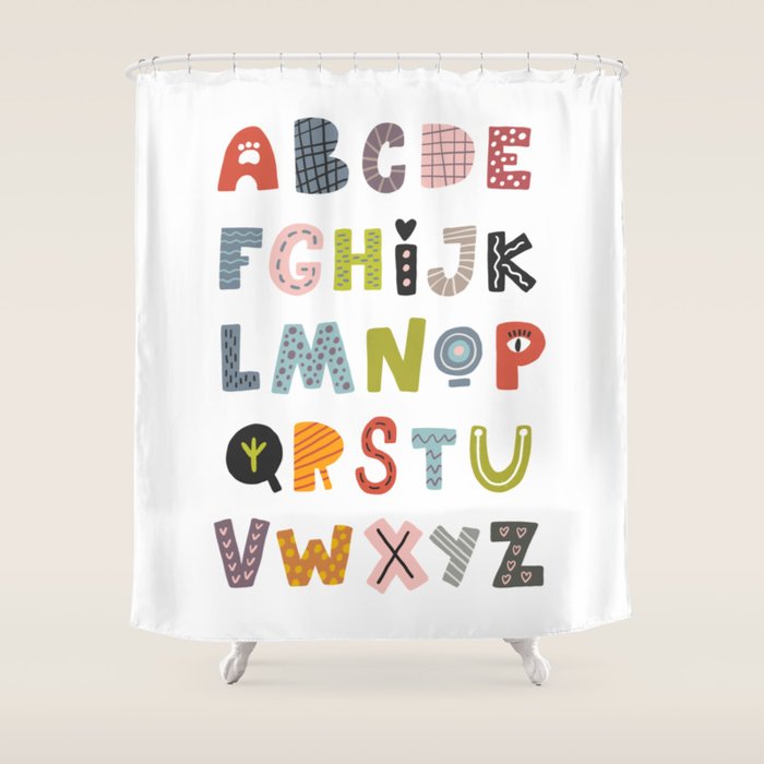 Decorative Alphabet Shower Curtain Gallery Image 1