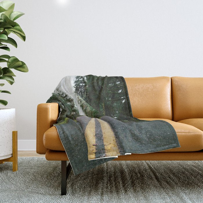 Pacific Northwest Rainforest Drive Throw Blanket Gallery Image 1