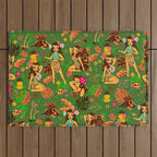 Tiki Temptress on Green Outdoor Rug Gallery Image 1